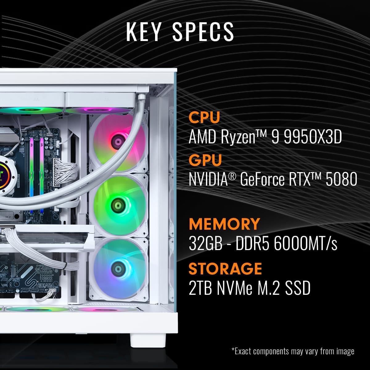 Gaming Desktop (AMD Ryzen™ 9 9950X3D, ToughRam 32GB DDR5 6000MT/s RGB Memory, NVIDIA® GeForce RTX™ 5080, 2TB NVMe M.2, WiFi, Windows 11)