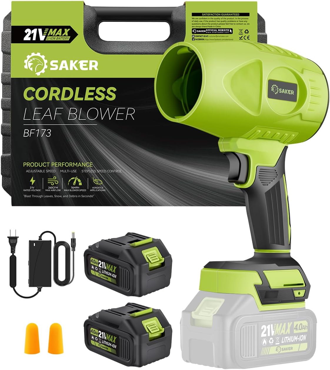 Saker Cordless Leaf Blower Handheld Blower Portable Dust Cleaner 180000 RPM